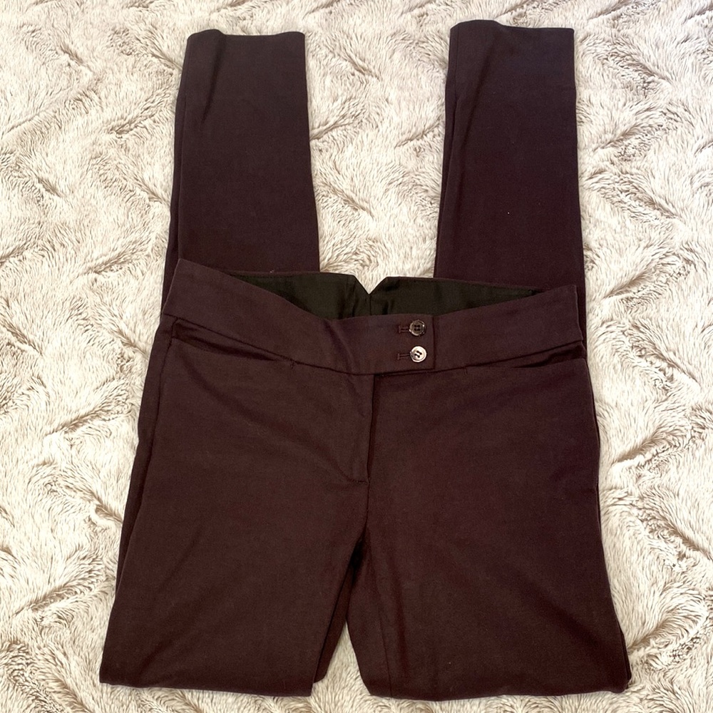IISLI Plum Skinny 100% Cotton Pants with Front Pockets
